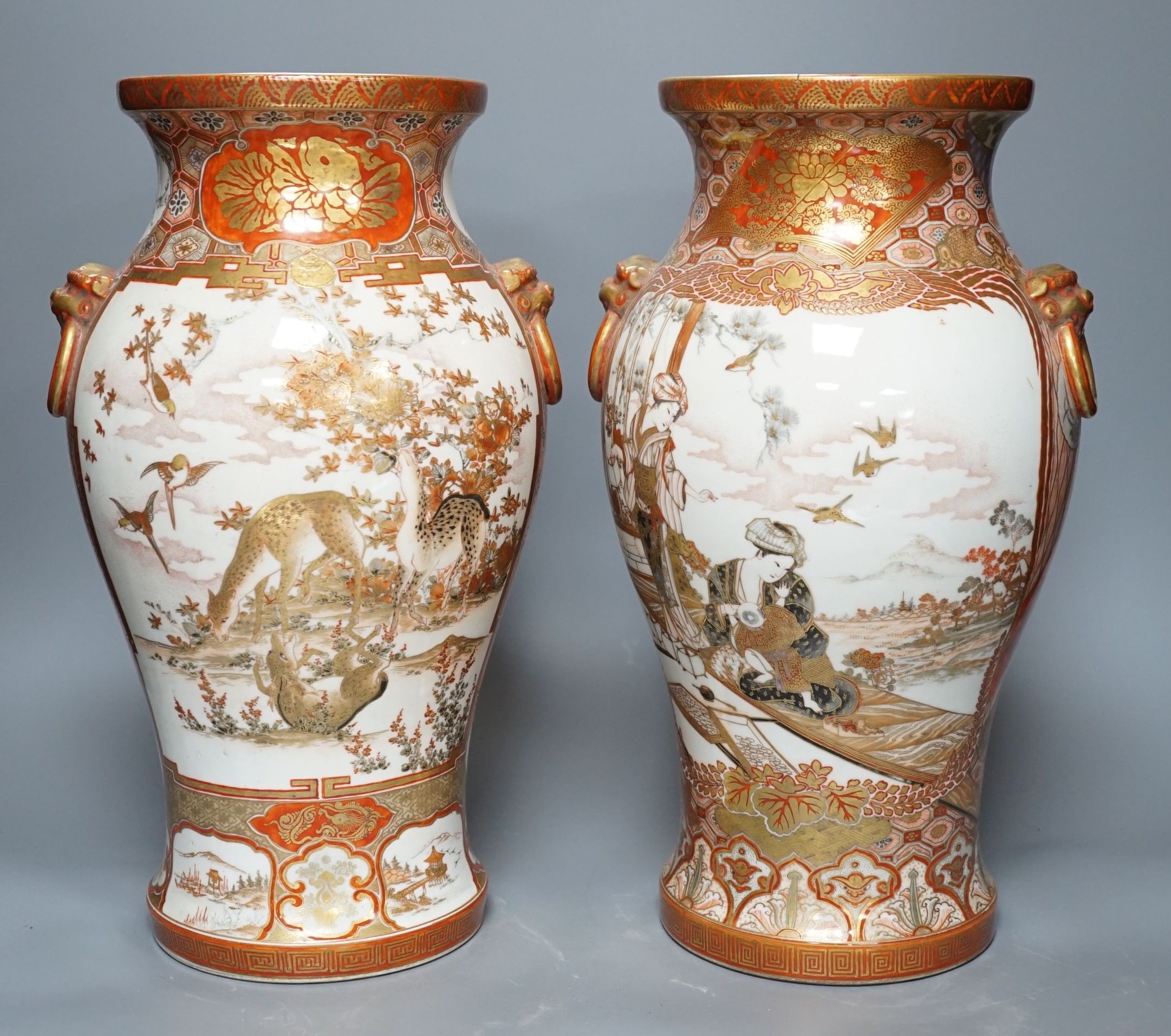 A pair of Japanese Kutani vases (one a.f.) - 37cm high